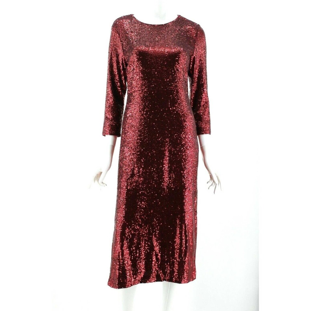 A.L.C. Bordeaux Red Sequin Midi Jagger Dress 4